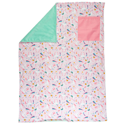 Stephen Joseph Kids Pink Unicorn All Over Print Toddler Blanket